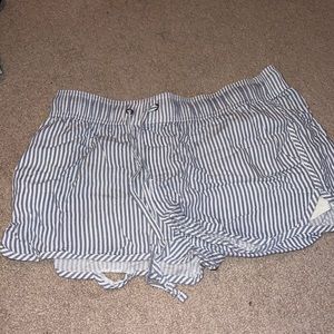 Boho blue and white striped shorts
